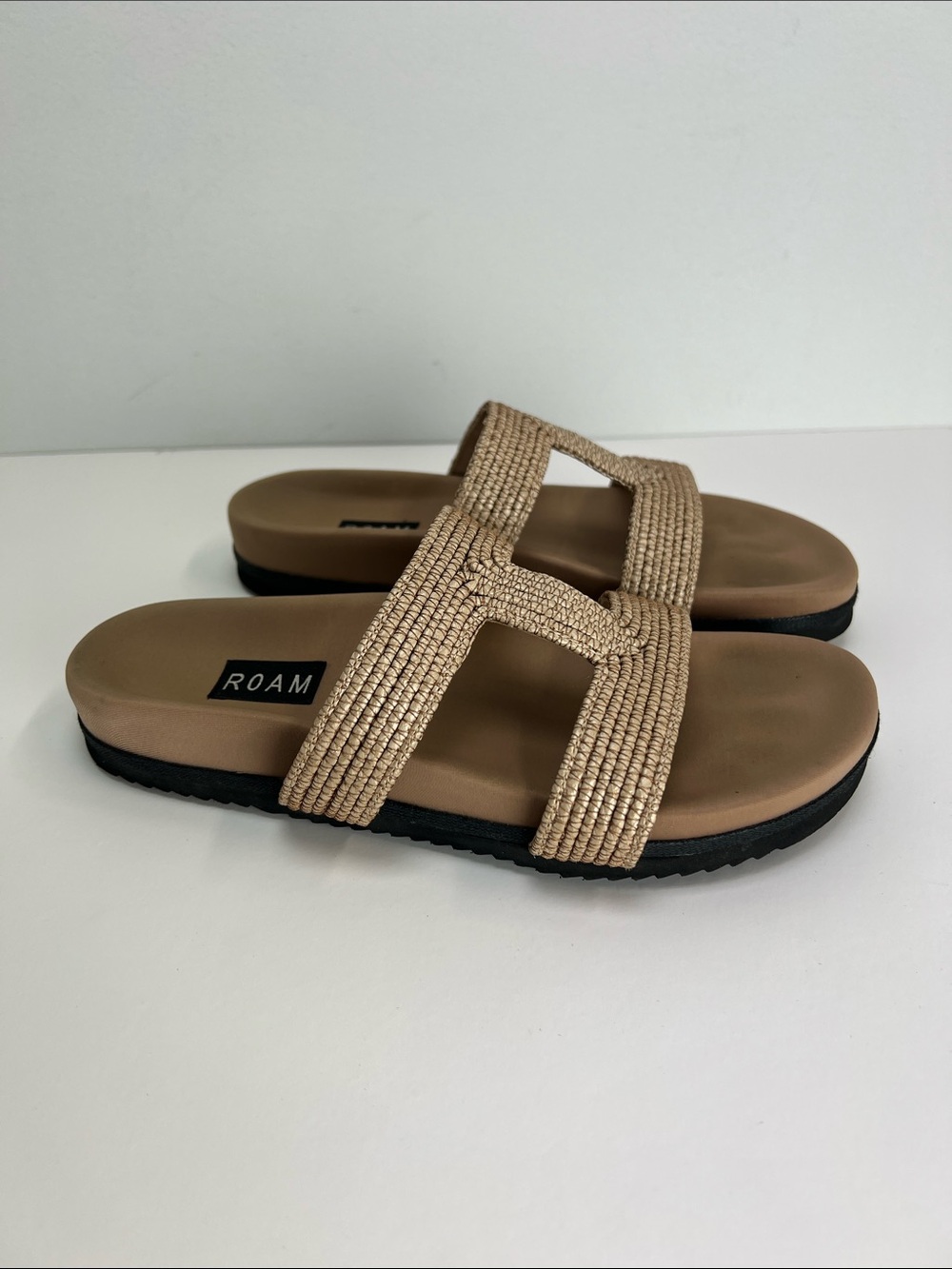 ROAM RAFFY CUFFS Sandals Slip On Raffia Womens 7 Summer Shoes Casual Sustainable